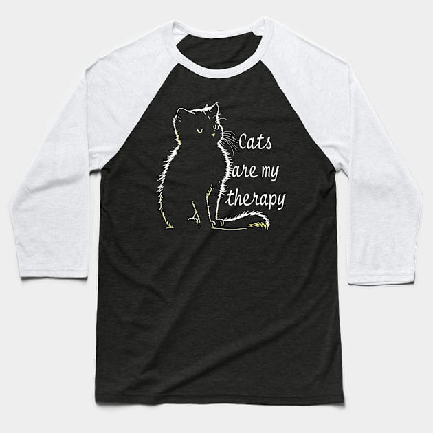 Cats are my therapy Baseball T-Shirt by Javisolarte